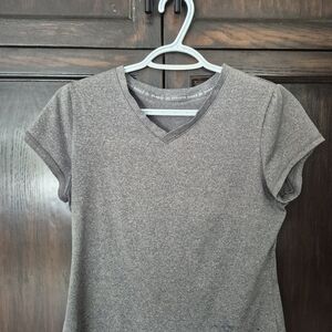 Women's Heather Gray V-Neck Short Sleeve Tee